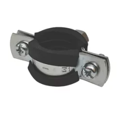 Tesla 26-31mm Rubber-Lined Pipe Clips Black / Steel 5 Pack
