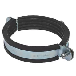 Tesla 109-112mm Rubber-Lined Pipe Clips Black / Steel 2 Pack