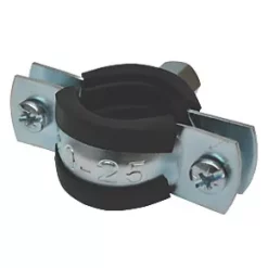 Tesla 20-25mm Rubber-Lined Pipe Clips Black / Steel 5 Pack