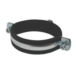 Tesla 68-72mm Rubber-Lined Pipe Clips Black / Steel 2 Pack